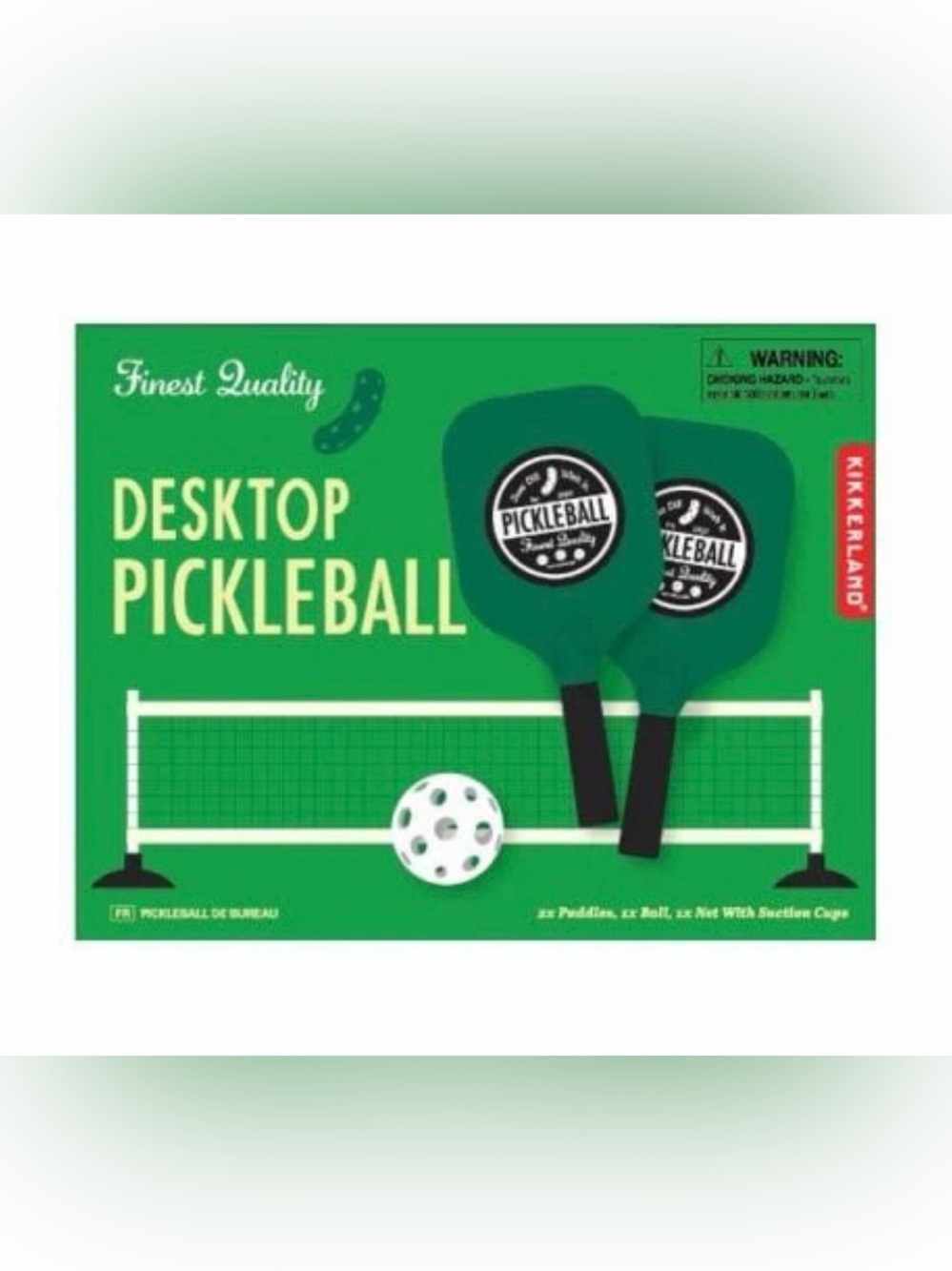 Kikkerland Green Desktop Pickleball Set with White Ball